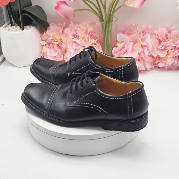 Sandro Moscoloni Black Cap Toe Derby Oxfords Men\'s Shoes Sz: 10.5